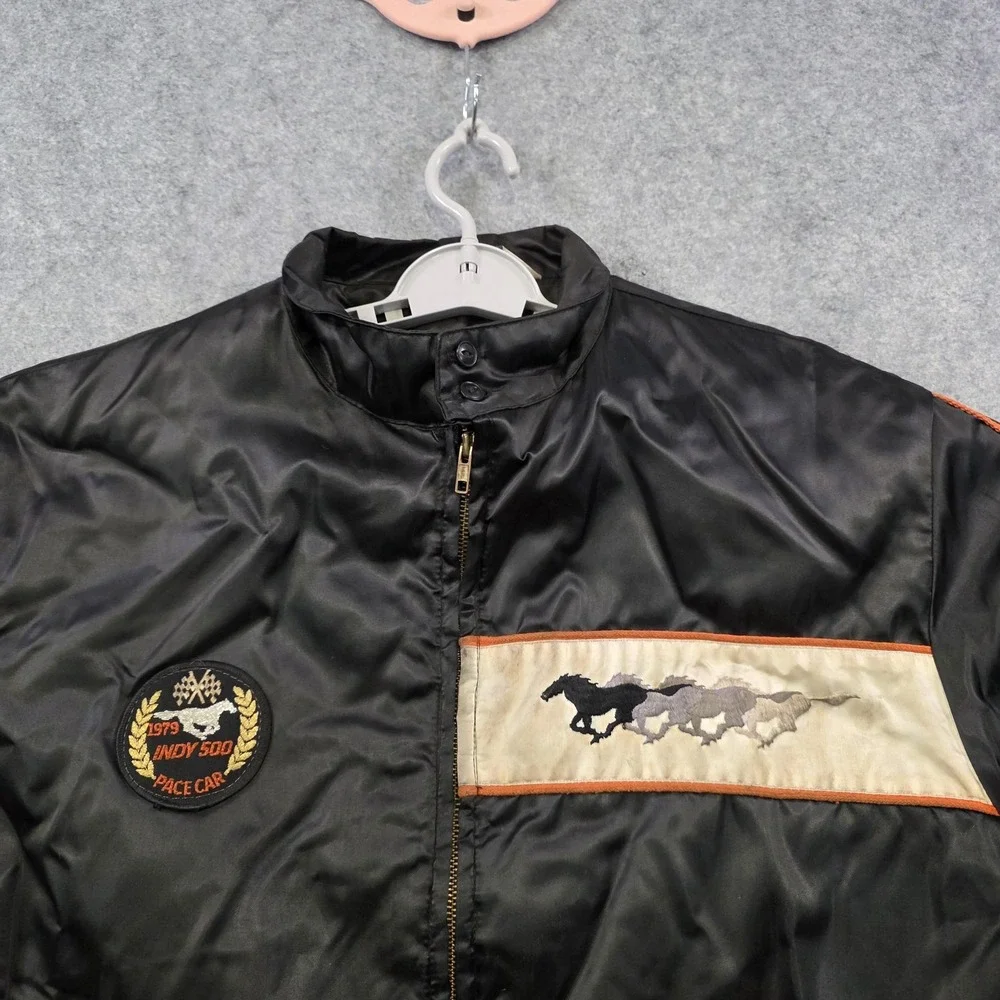 Vintage 1979 Indy 500 Mustang Jacket Mens XL Black Racing Horizon Pace Car USA
